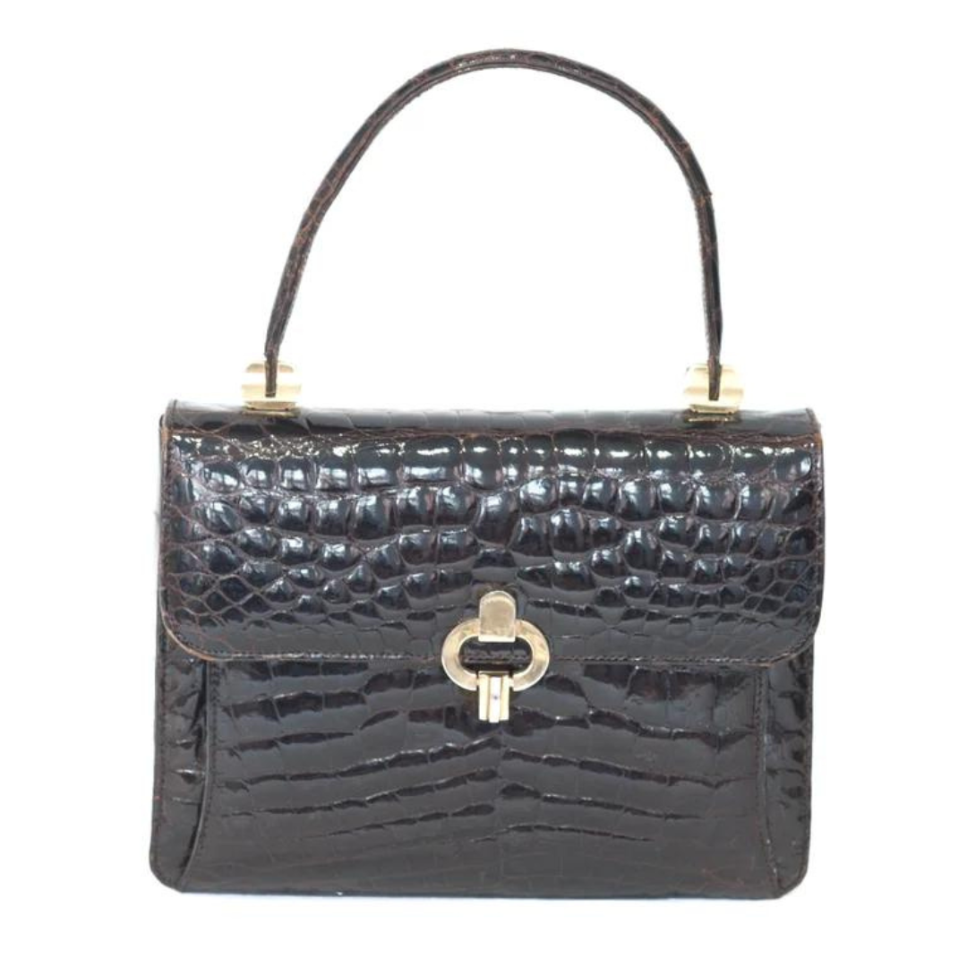 Bolso piel de coccodrilo marrón