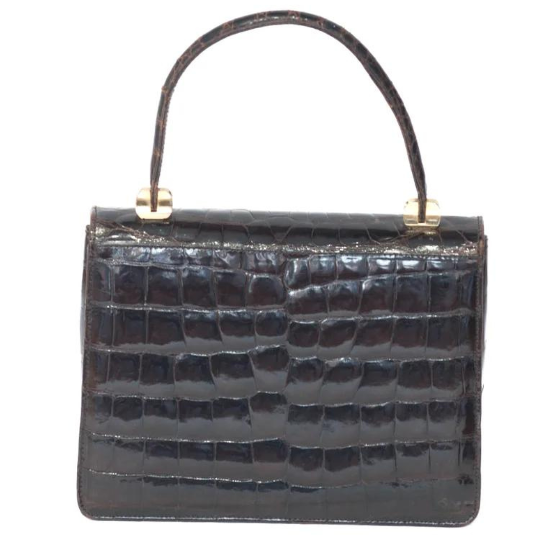 Bolso piel de coccodrilo marrón