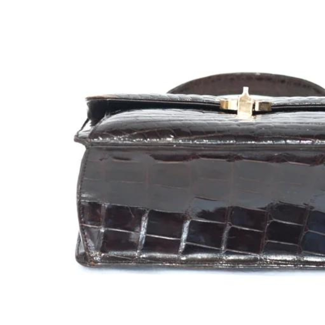 Bolso piel de coccodrilo marrón