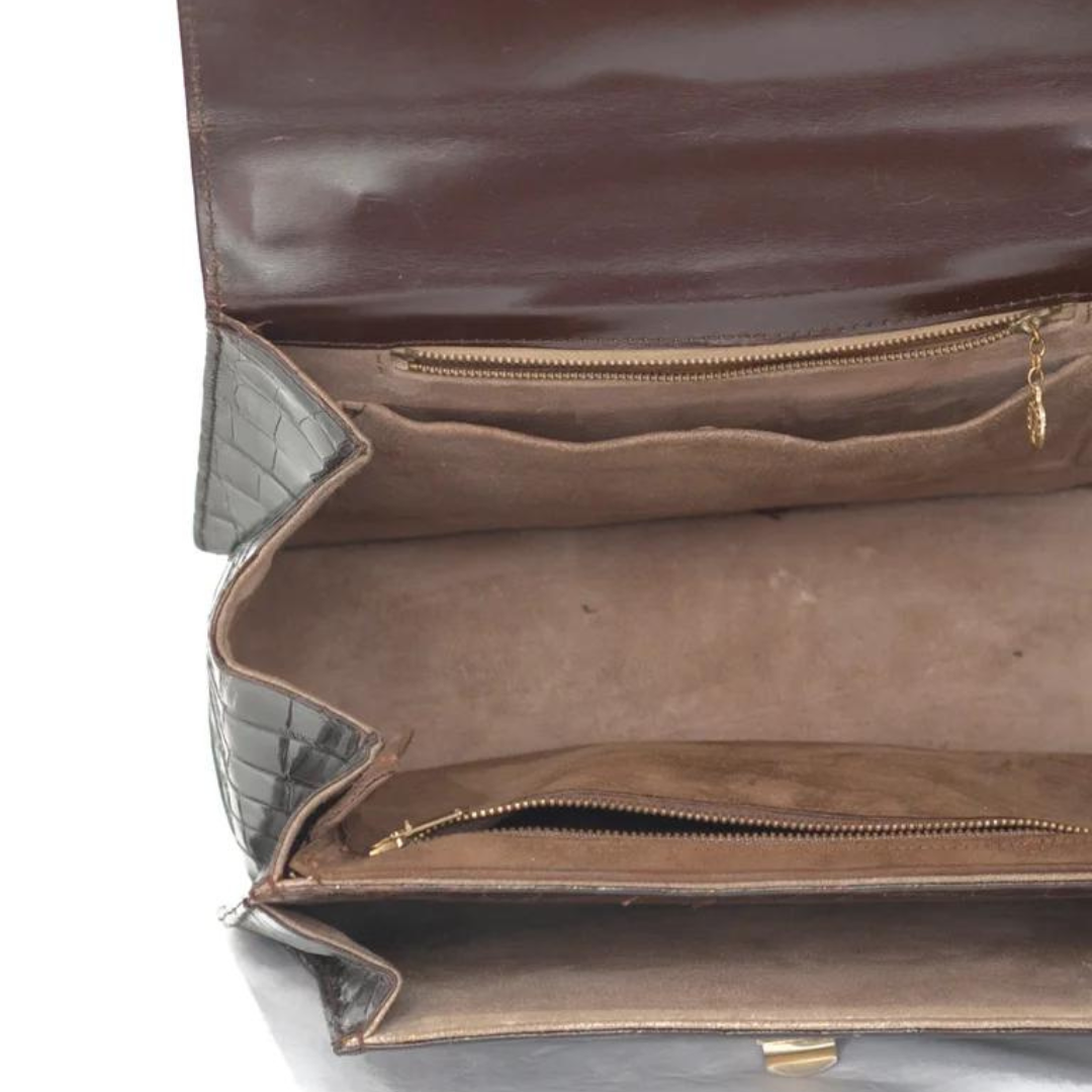 Bolso piel de coccodrilo marrón